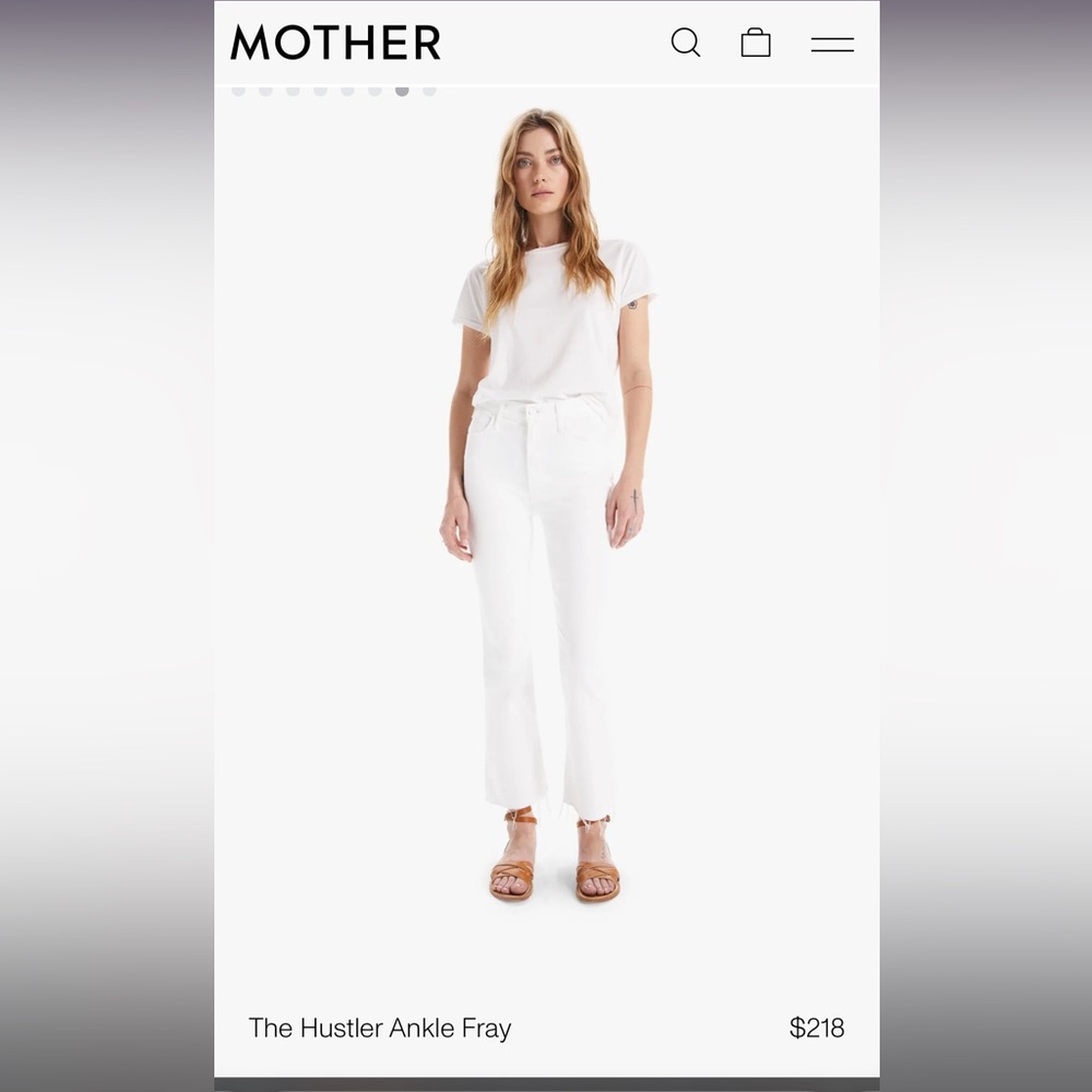 NWOT Mother Hustler Ankle Fray in “fairest of them all”. Size 26.